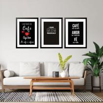 Kit 3 Quadros Grandes Coffee and Faith 60x48cm