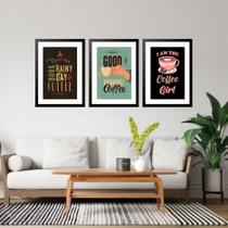 Kit 3 Quadros Grandes Coffee Day 60X48Cm