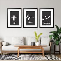 Kit 3 Quadros Grandes Fé Amor E Esperança 60X48Cm Kit 3 Quadros Grandes Fé Amor E Esperança 60X48Cm