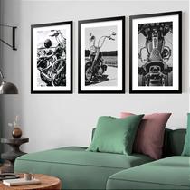 Kit 3 Quadros Grandes Harley Davidson 60x48cm