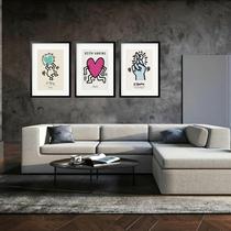 Kit 3 Quadros Grandes Keith Haring Collection I 60x48cm Kit 3 Quadros Grandes Keith Haring Collection I 60x48cm