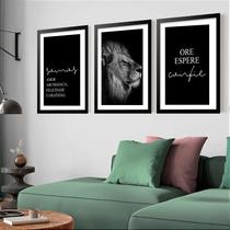Kit 3 Quadros Grandes Leão Ore Espere Confie 60x48cm Kit 3 Quadros Grandes Leão Ore Espere Confie 60x48cm