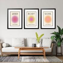 Kit 3 Quadros Grandes Mente Corpo e Alma 60x48cm