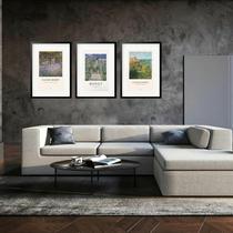 Kit 3 Quadros Grandes Monet Garden Collection 60x48cm