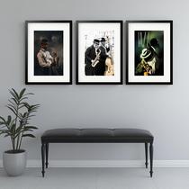 Kit 3 Quadros Grandes Músicos Jazz - 60x48cm Kit 3 Quadros Grandes Músicos Jazz - 60x48cm