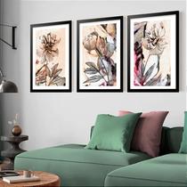 Kit 3 Quadros Grandes Old Flowres 60x48cm Kit 3 Quadros Grandes Old Flowres 60x48cm