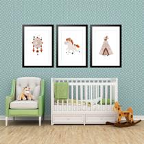 Kit 3 Quadros Grandes Quarto Infantil Indígena 60x48cm Kit 3 Quadros Grandes Quarto Infantil Indígena 60x48cm