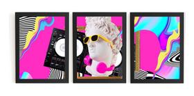 Kit 3 Quadros Grandes Tema Musical New Vapor Wave