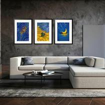 Kit 3 Quadros Grandes Van Gogh Releitura Collection 60x48cm