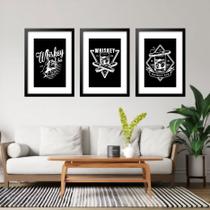 Kit 3 Quadros Grandes Whiskey 60x48cm