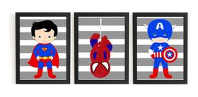 Kit 3 Quadros Herois Estilo Funko Quarto Criança