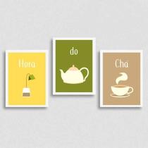 Kit 3 Quadros Hora Do Chá 45X34Cm - Com Vidro Moldura Preta Kit 3 Quadros Hora Do Chá 45X34Cm - Com Vidro Moldura Preta