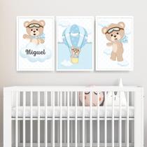 Kit 3 Quadros Infantil Decoração Quarto de Bebê Vários Temas Menino Menina Lúdico