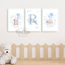 Kit 3 Quadros Infantil Decoração Quarto de Bebê Vários Temas Menino Menina Lúdico