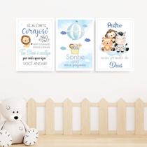 Kit 3 Quadros Infantil Decoração Quarto de Bebê Vários Temas Menino Menina Lúdico