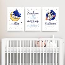 Kit 3 Quadros Infantil Decoração Quarto de Bebê Vários Temas Menino Menina Lúdico