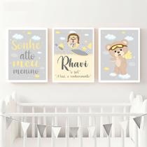 Kit 3 Quadros Infantil Decoração Quarto de Bebê Vários Temas Menino Menina Lúdico