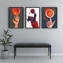 Kit 3 Quadros Jogador De Basquete 24x18cm - com vidro Kit 3 Quadros Jogador De Basquete 24x18cm - com vidro