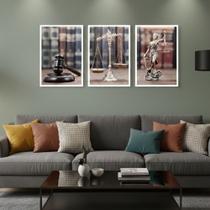 Kit 3 Quadros Justiça Advocacia 40x60 Moldura Cor da Moldura:Preta Kit 3 Quadros Justiça Advocacia 40x60 Moldura Cor da Moldura:Preta