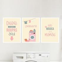 Kit 3 Quadros Lavanderia Mágica 24X18Cm Preta Kit 3 Quadros Lavanderia Mágica 24X18Cm Preta