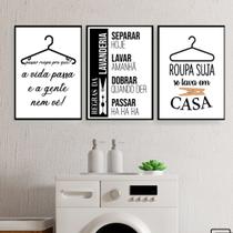 Kit 3 Quadros Lavanderia Roupas Área Serviço Decorativos Kit 3 Quadros Lavanderia Roupas Área Serviço Decorativos