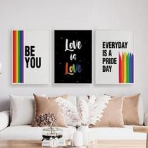Kit 3 Quadros Lgbt Be You 24X18Cm - Com Vidro Madeira Preta Kit 3 Quadros Lgbt Be You 24X18Cm - Com Vidro Madeira Preta