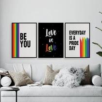 Kit 3 Quadros Lgbt Be You 24X18Cm Madeira Branca Kit 3 Quadros Lgbt Be You 24X18Cm Madeira Branca
