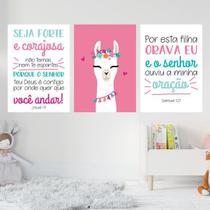 Kit 3 Quadros Lhama Frases 33x24cm