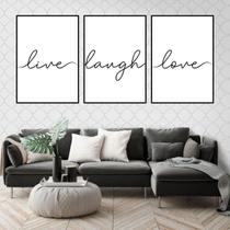 Kit 3 Quadros Live, Laugh, Love 24x18cm - com vidro Kit 3 Quadros Live, Laugh, Love 24x18cm - com vidro