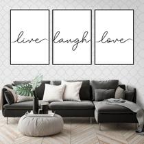Kit 3 Quadros Live, Laugh, Love 60x40cm Kit 3 Quadros Live, Laugh, Love 60x40cm