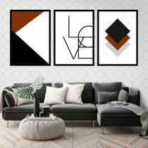 Kit 3 Quadros Love Geométrico Marrom 60x40cm Kit 3 Quadros Love Geométrico Marrom 60x40cm