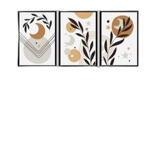 Kit 3 Quadros Luas E Estrelas Boho 33X24Cm