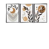 Kit 3 Quadros Luas E Estrelas Boho 33X24Cm