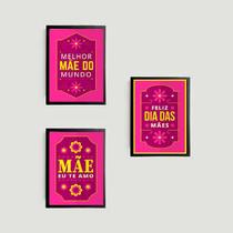 Kit 3 Quadros Mãe Eu Te Amo 24x18cm