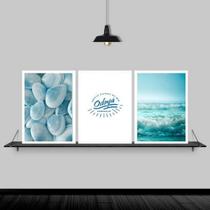 Kit 3 Quadros Mar Odayá Iemanjá 24X18Cm Moldura Branca