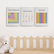 Kit 3 Quadros Matemática Professora Escola Educativo 20x28cm