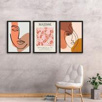 Kit 3 Quadros Matisse E Mulheres Abstratas 24X18Cm