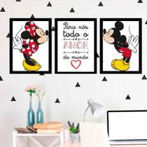 Kit 3 Quadros Mickey e Minnie Todo o Amor 45x34cm Kit 3 Quadros Mickey e Minnie Todo o Amor 45x34cm