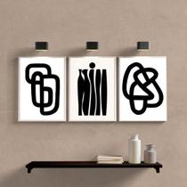 Kit 3 Quadros Minimalistas Branco/Preto 33x24cm - Madeira Kit 3 Quadros Minimalistas Branco/Preto 33x24cm - Madeira