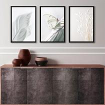 Kit 3 Quadros Minimalistas Brancos- Fotos Leveza 24x18cm Kit 3 Quadros Minimalistas Brancos- Fotos Leveza 24x18cm