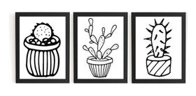 Kit 3 Quadros Minimalistas Cactos Desenho Arte Kit 3 Quadros Minimalistas Cactos Desenho Arte