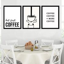 Kit 3 Quadros Minimalistas Café - Coffee 33x24cm