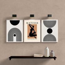 Kit 3 Quadros Minimalistas Matisse 45x34cm - Moldura Branca