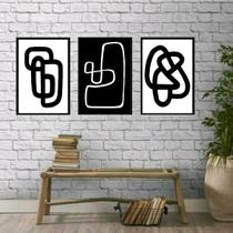 Kit 3 Quadros Minimalistas P&B 33x24cm c/ Vidro