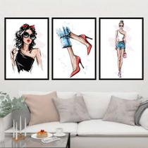 Kit 3 Quadros Moda Roupas E Sapatos 45x34cm Kit 3 Quadros Moda Roupas E Sapatos 45x34cm