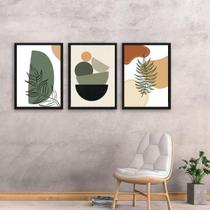 Kit 3 Quadros Modernos Boho Style 33X24Cm - Com Vidro Kit 3 Quadros Modernos Boho Style 33X24Cm - Com Vidro