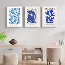 Kit 3 Quadros Modernos Matisse - Azul 45x34cm