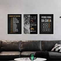 Kit 3 Quadros Motivacionais Empreendedorismo 45x34cm - com vidro