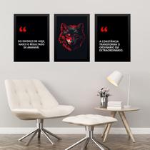 Kit 3 Quadros Motivacionais Empresa Esforço Resultado 24x18cm