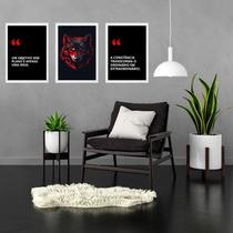 Kit 3 Quadros Motivacionais Empresa Objetivo Lobo 24x18cm - com vidro